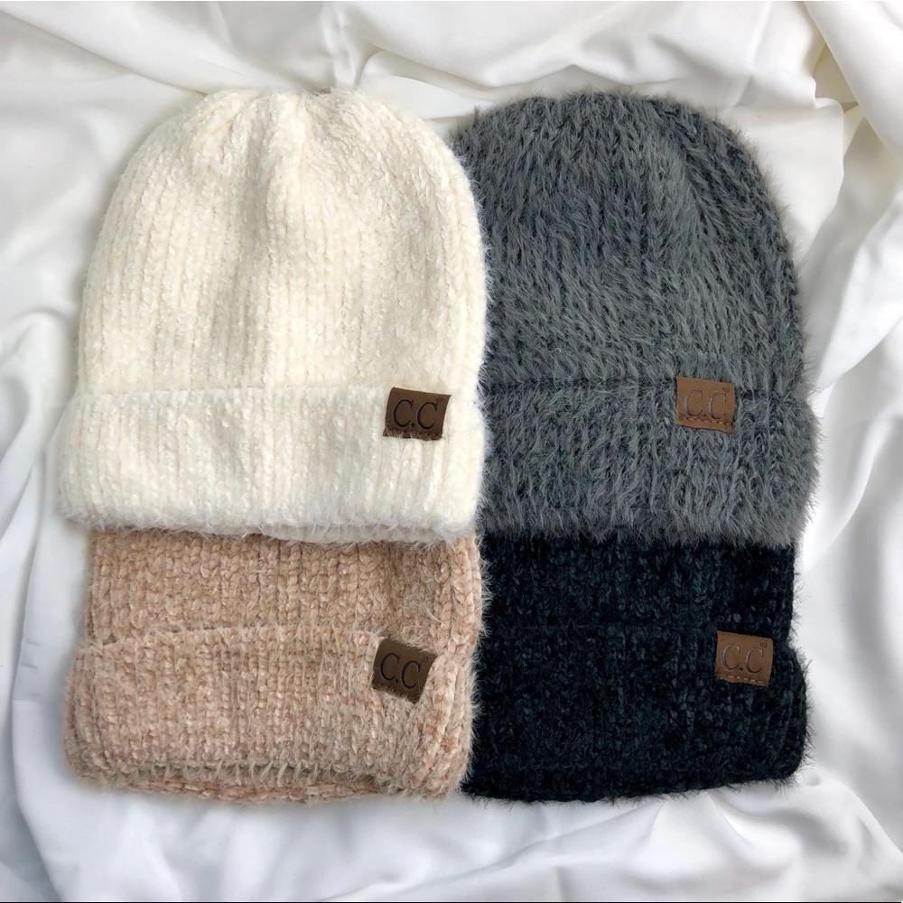 LAST —GRAY | FUZZY CHENILLE BEANIE - Picture 3 of 6